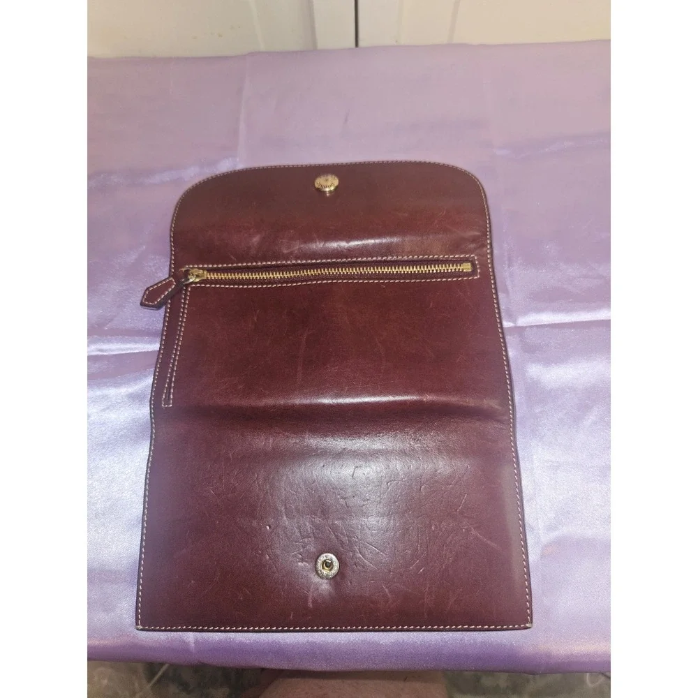 Dooney & Bourke Brown Leather Continental Clutch Wallet Made in Italy